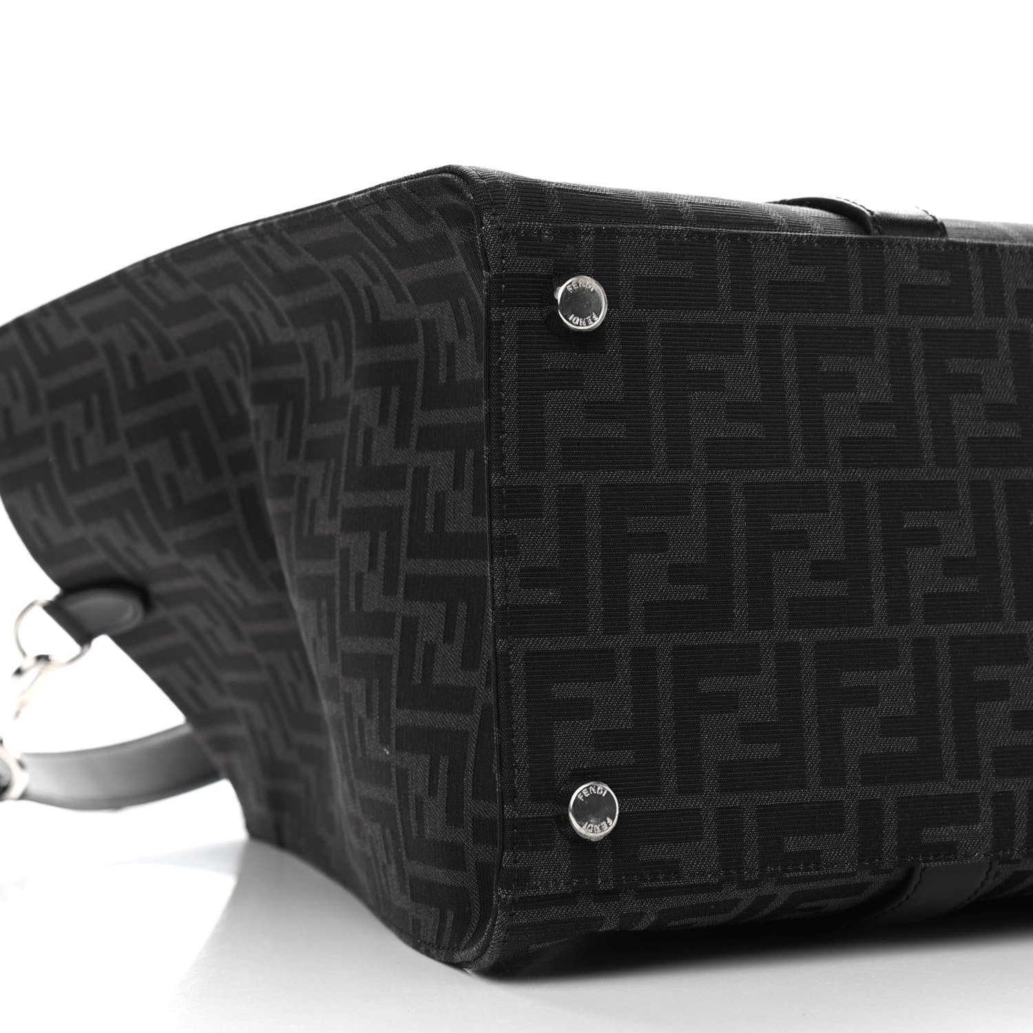 Fendi Recycled Fabric Jacquard Vitello Astro FF 1974 Shopping Tote Asfalto Black 10 of 11