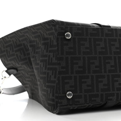 Fendi Recycled Fabric Jacquard Vitello Astro FF 1974 Shopping Tote Asfalto Black 10 of 11