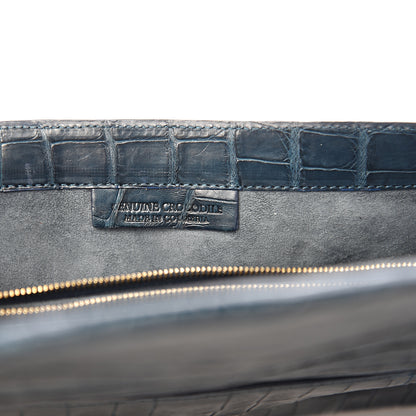 Nancy Gonzalez Crocodile Gotham Flap Clutch Dark Blue 6 of 10