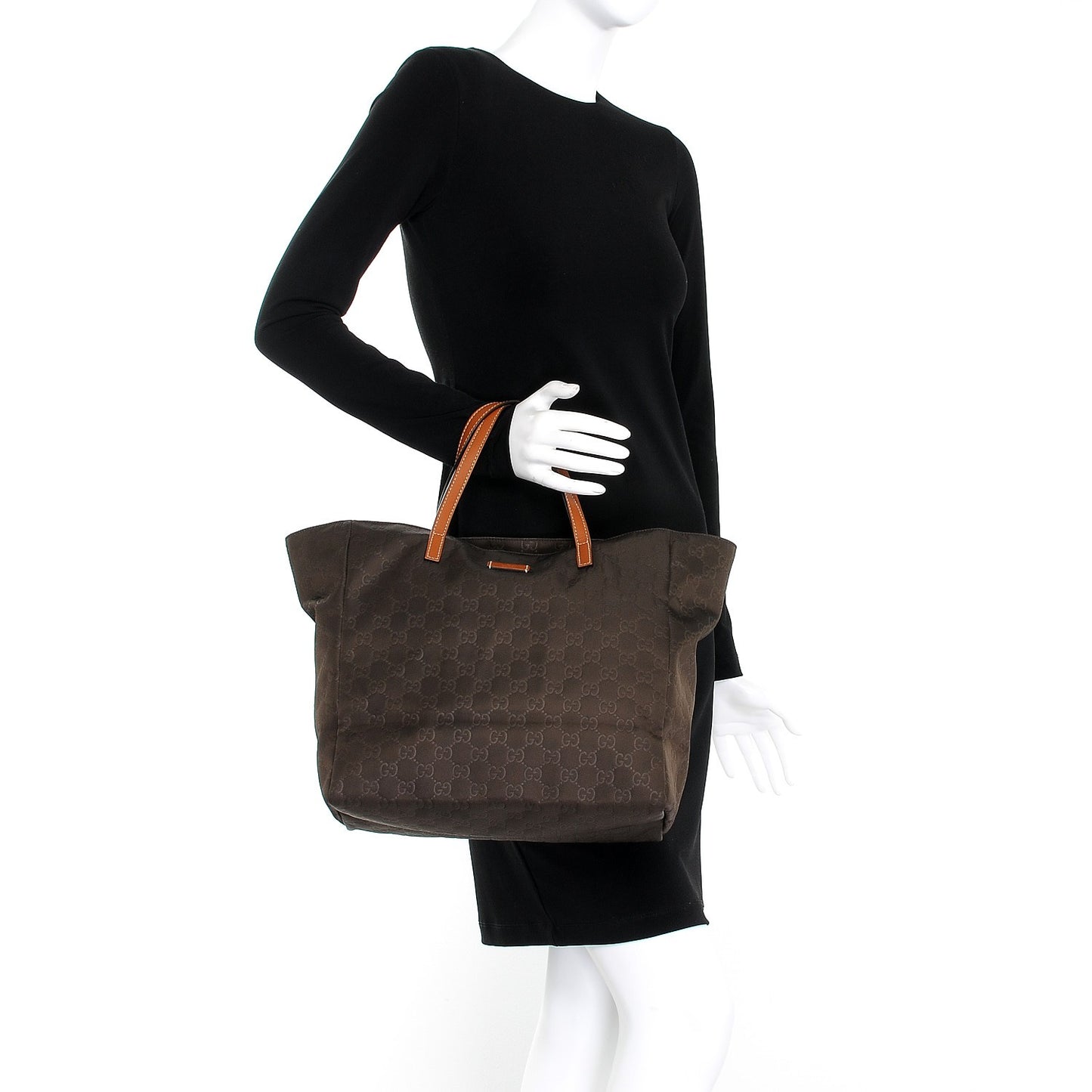 Nylon Monogram Medium Tote Brown
