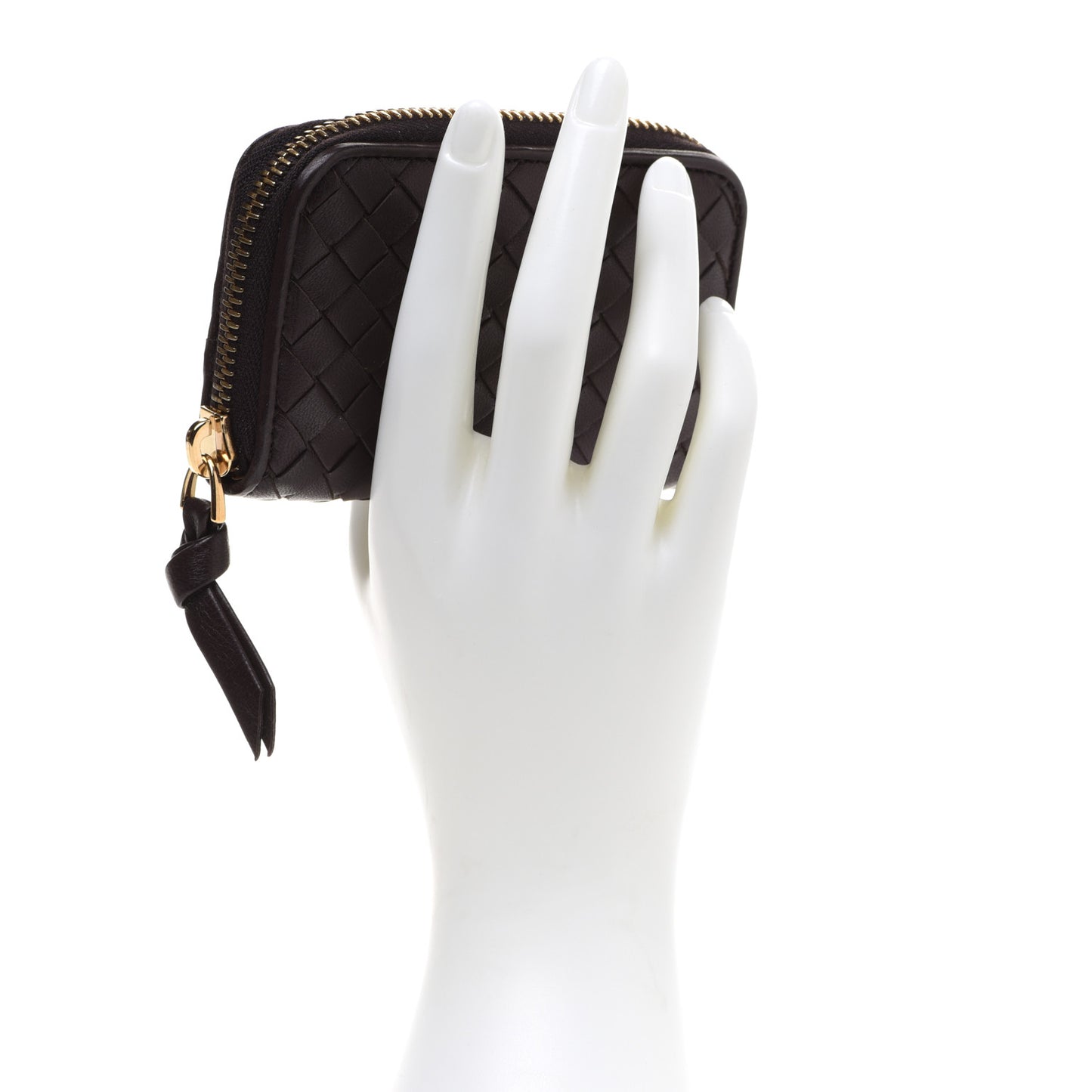 Nappa Intrecciato Zip Around Coin Purse Ebano