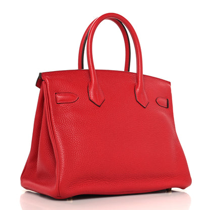 Hermes Taurillon Clemence Birkin 30 Rouge Casaque 3 of 10