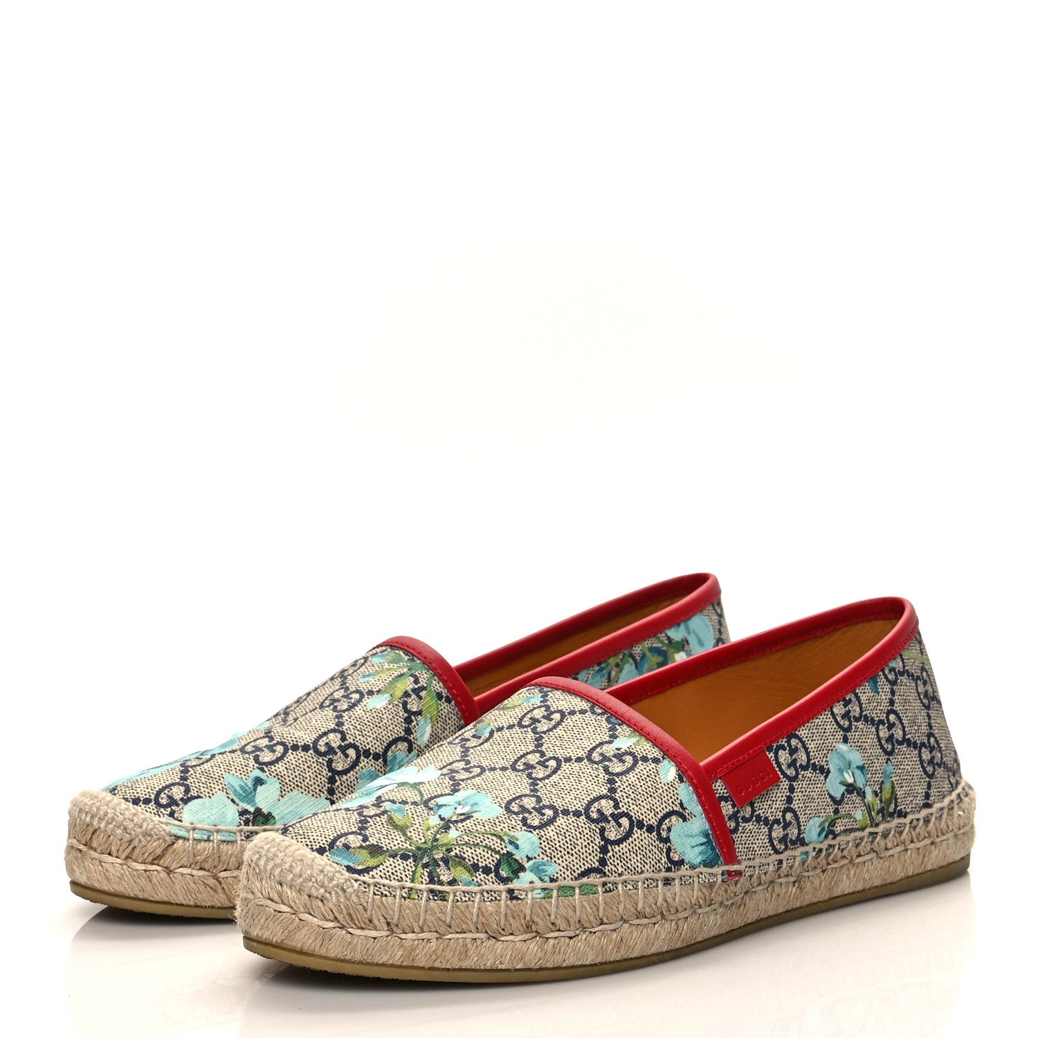 Gucci GG Supreme Monogram Blooms Espadrilles 38 Beige Blue Navy Hibiscus Red 3 of 10