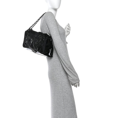 Chanel Patent Tweed Maxi Camellia Petals Flap Black 2 of 12