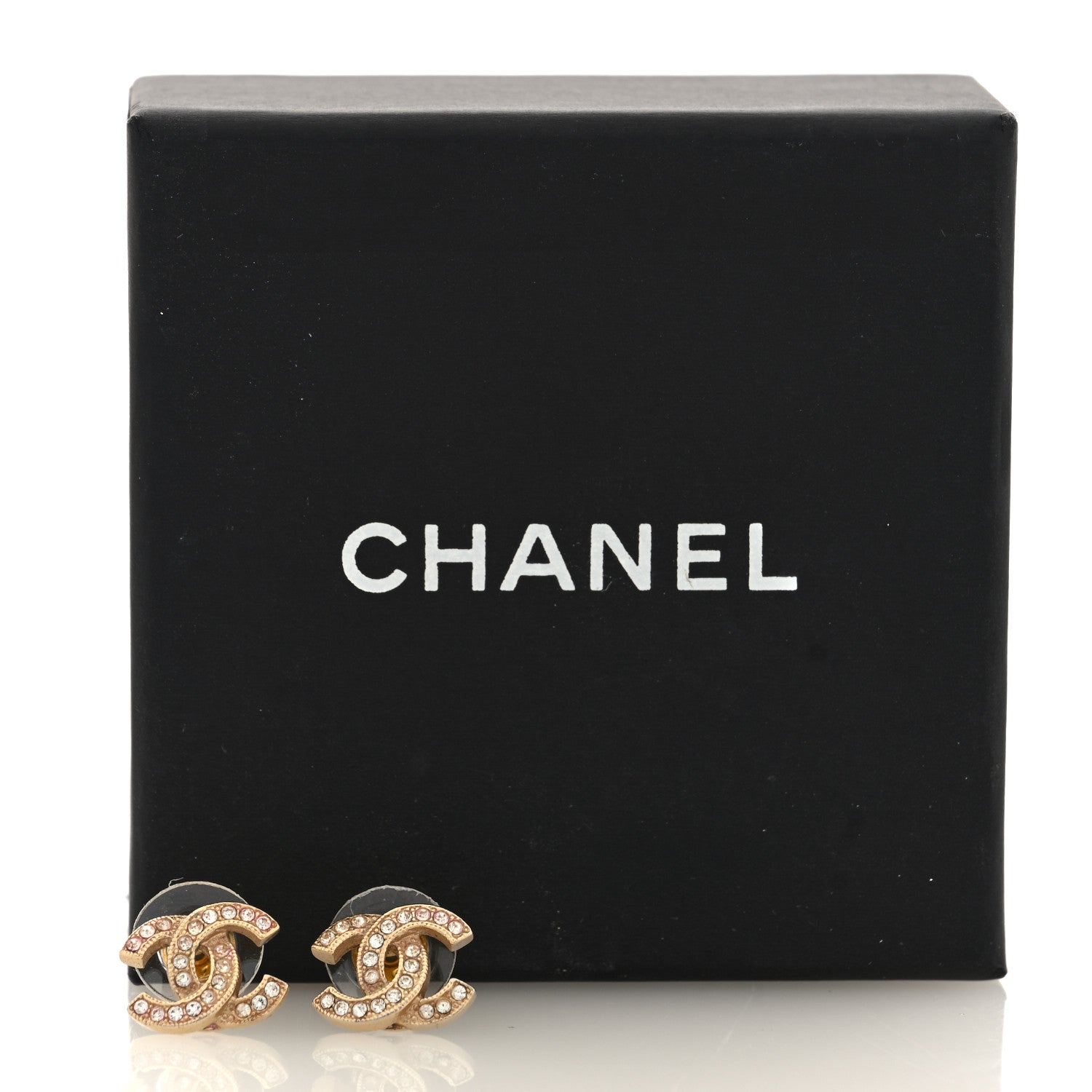 Chanel Metal Crystal CC Earrings Gold 5 of 5