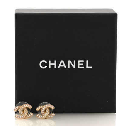 Chanel Metal Crystal CC Earrings Gold 5 of 5