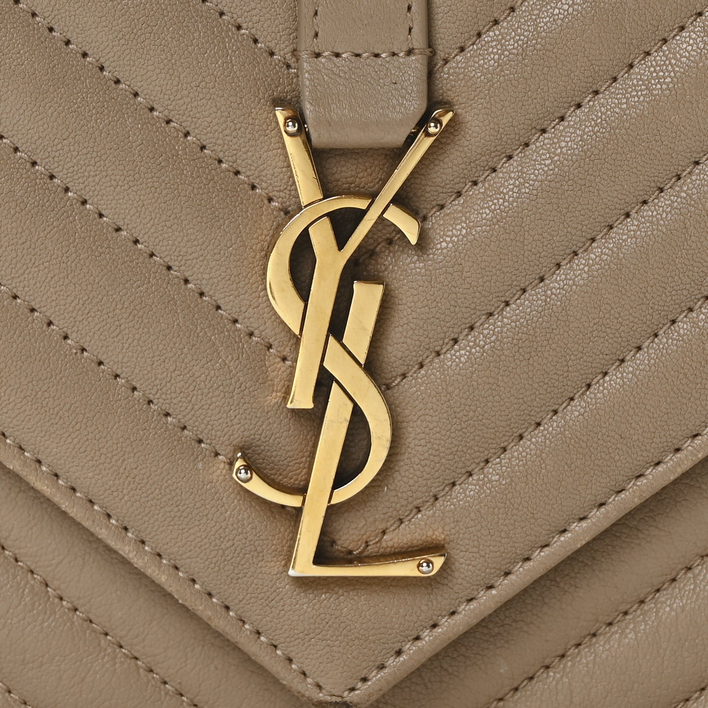 Sheepskin Matelasse Chevron Monogram Medium College Bag Dark Beige