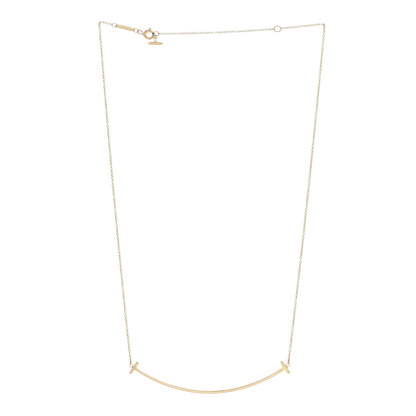 Tiffany 18K Yellow Gold Large T Smile Pendant Necklace 2 of 4