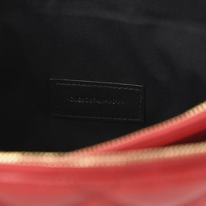 Saint Laurent Grained Lambskin Quilted Mini Becky Double Zip Bag Rouge Eros 9 of 10