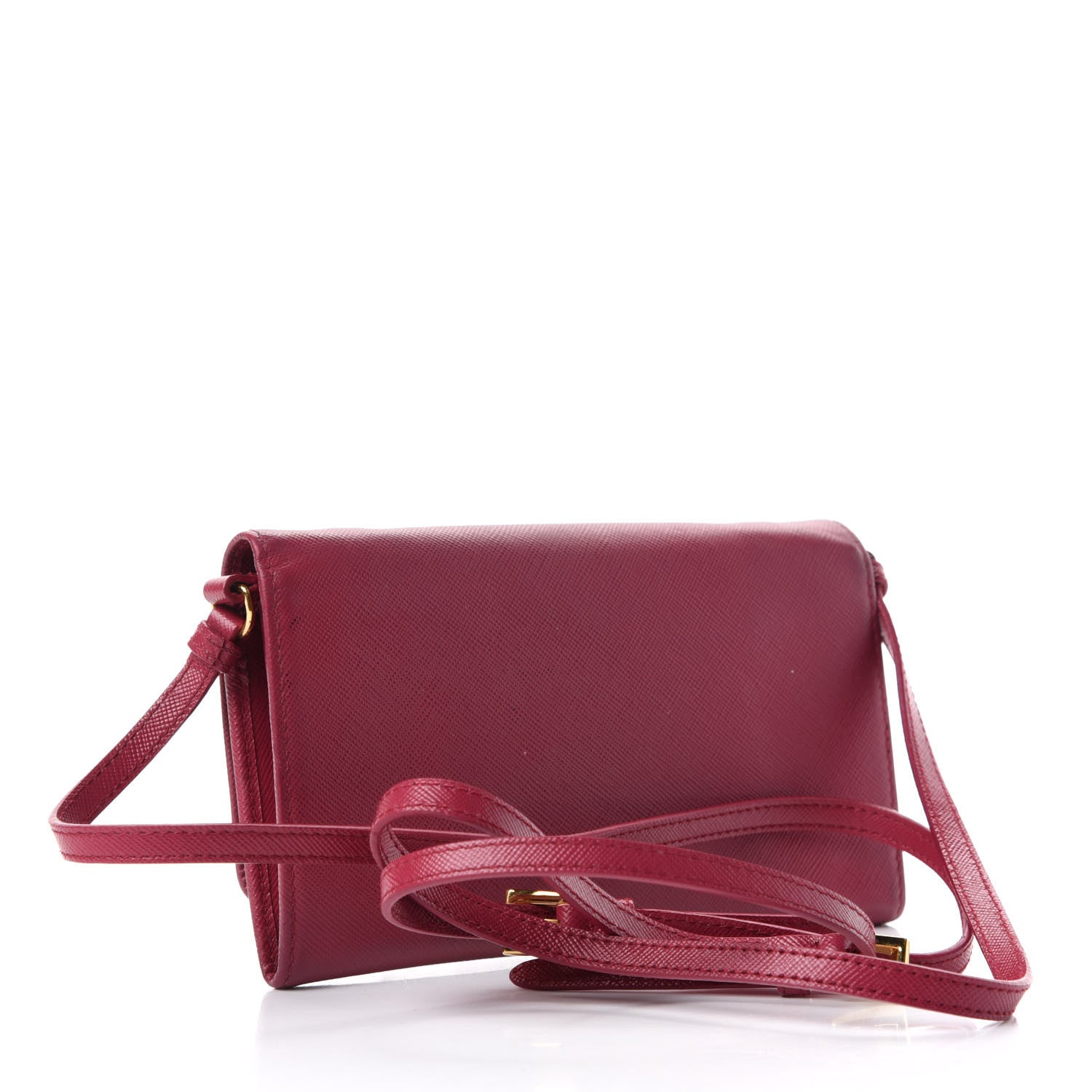 Prada Saffiano Metal Flap Wallet with Strap Peonia 3 of 8