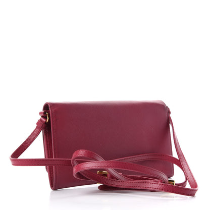 Prada Saffiano Metal Flap Wallet with Strap Peonia 3 of 8