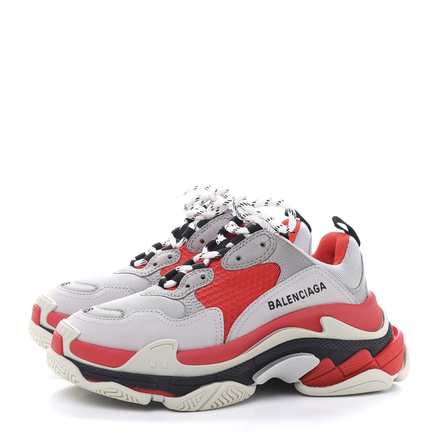 Balenciaga Fabric Mesh Womens Triple S Sneakers 36 Red Grey White 3 of 10