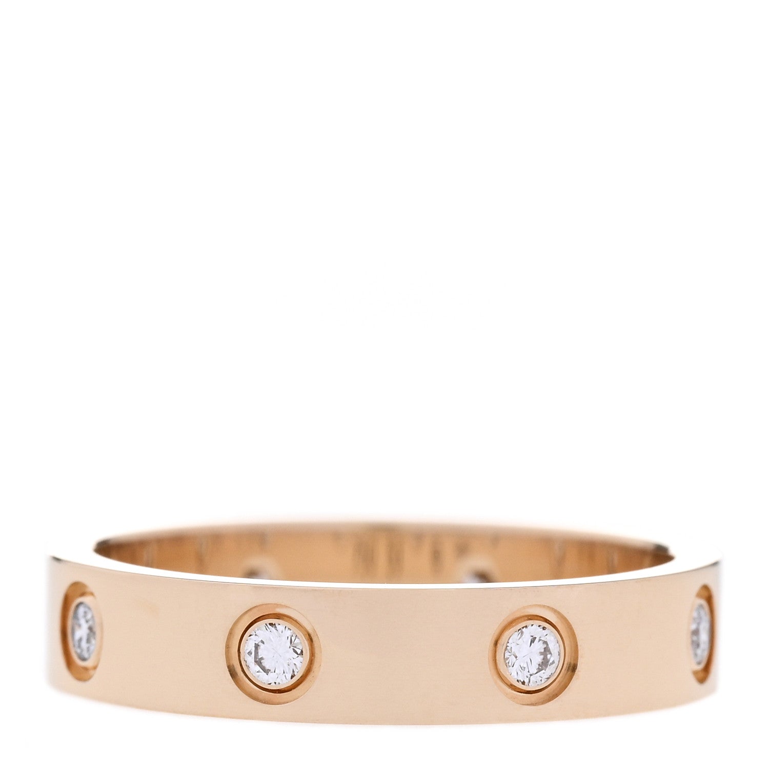 Cartier 18K Yellow Gold 8 Diamond 4mm LOVE Wedding Band Ring 53 6.5 3 of 5