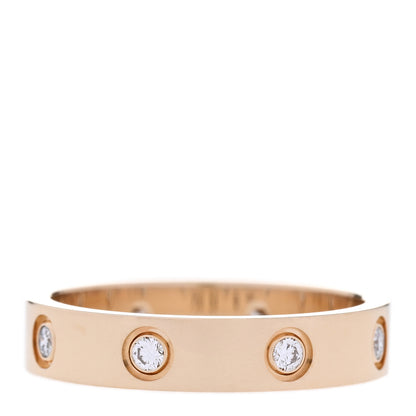 Cartier 18K Yellow Gold 8 Diamond 4mm LOVE Wedding Band Ring 53 6.5 3 of 5