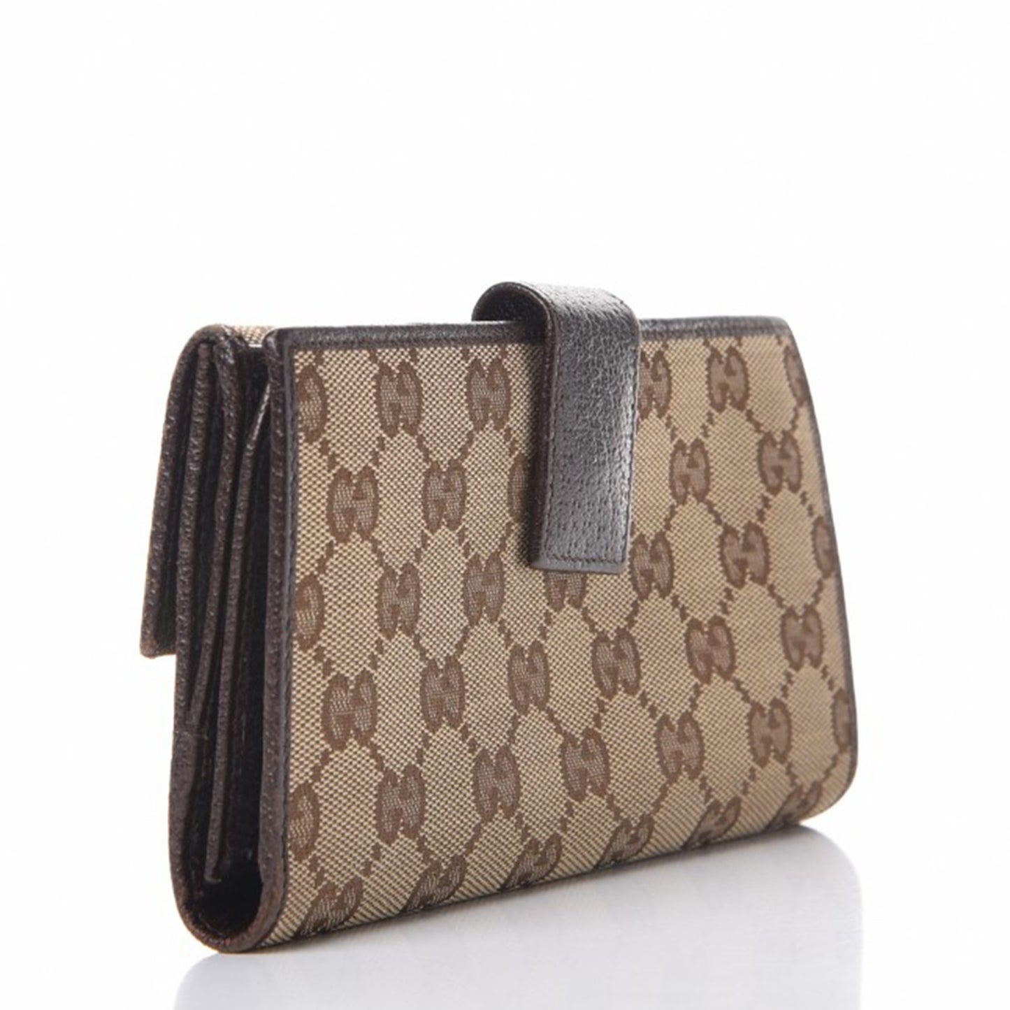 Monogram Metal Bar Continental Flap Wallet Beige Ebony Dark Brown