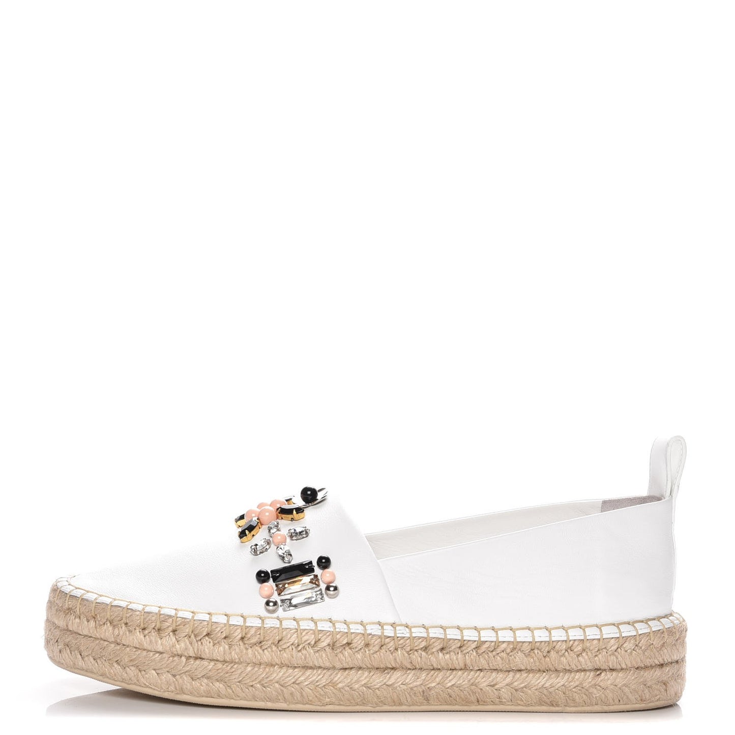 Lambskin Front Pier Espadrille Flats 38.5 White