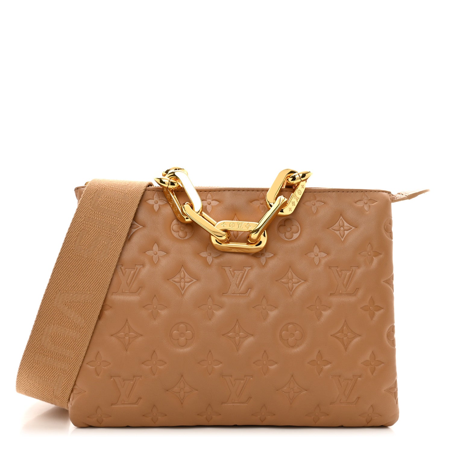 Louis Vuitton Lambskin Embossed Monogram Coussin PM Camel 1 of 10