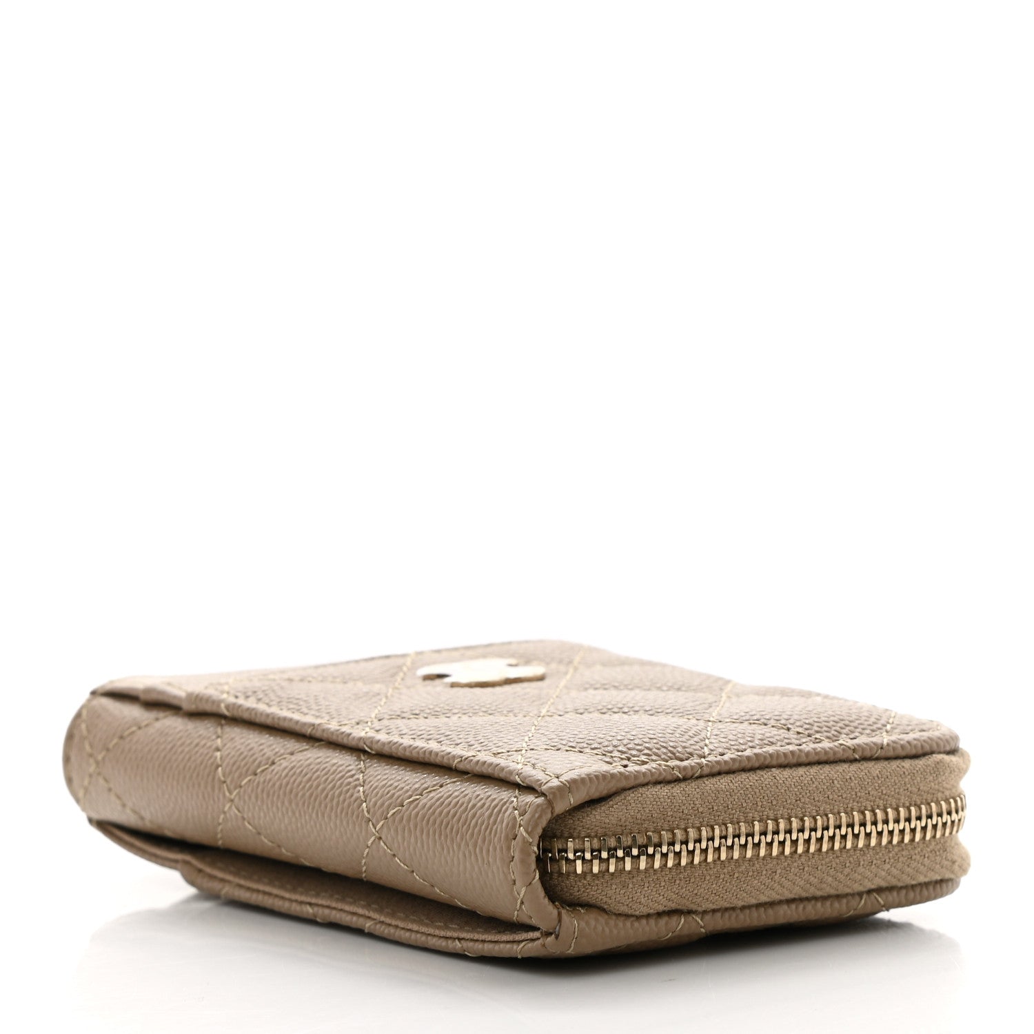Chanel Caviar Quilted Zip Card Holder Beige 4 of 8