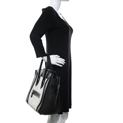 Celine Nubuck Drummed Calfskin Mini Bi-Color Luggage Black White 2 of 12