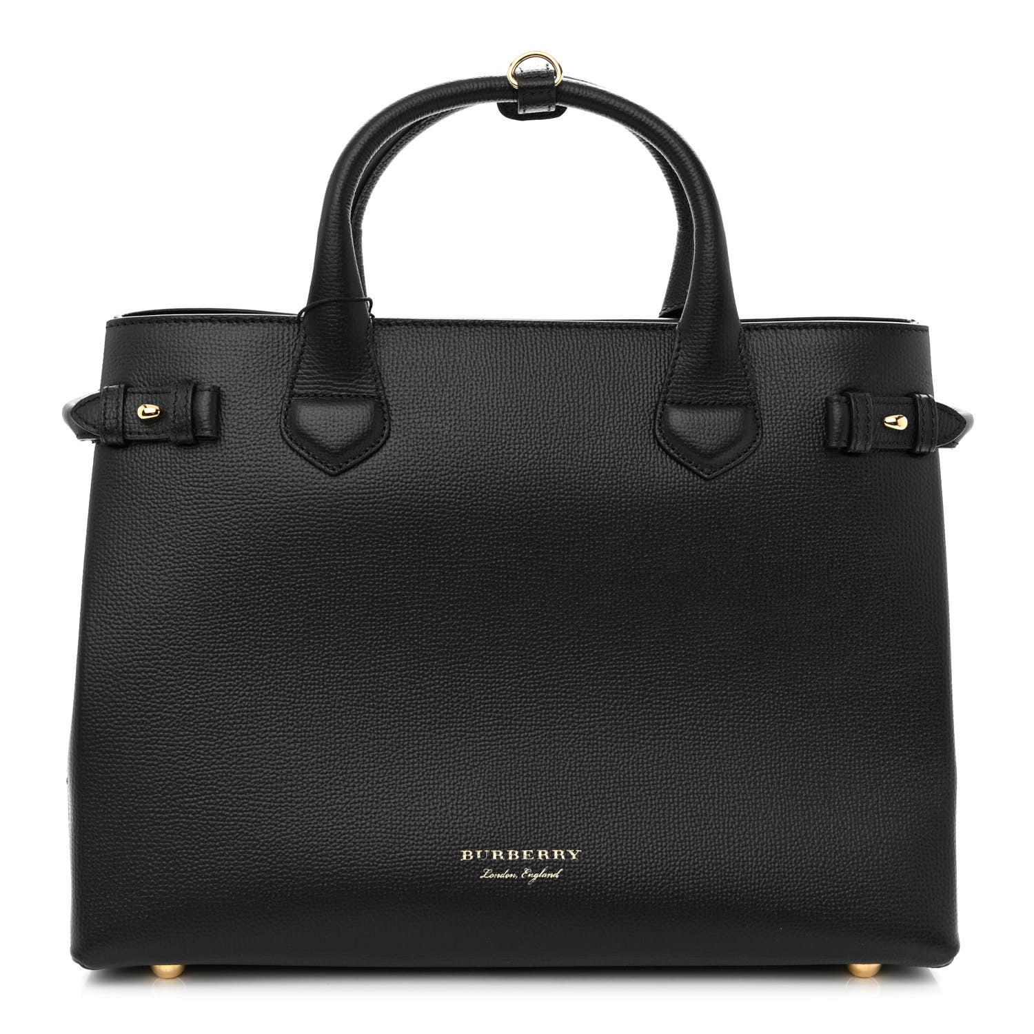 Burberry Derby Calfskin House Check Medium Banner Tote Black 1 of 11