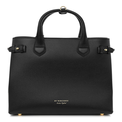 Burberry Derby Calfskin House Check Medium Banner Tote Black 1 of 11