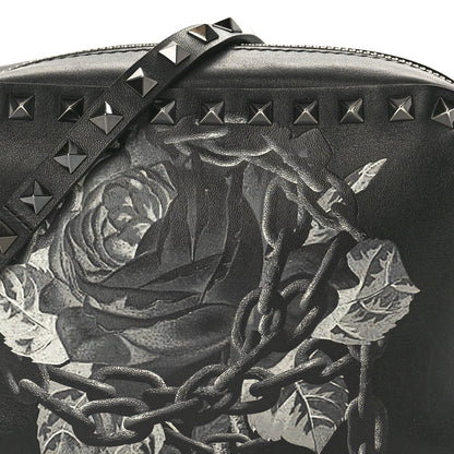 Valentino Garavani X UNDERCOVER Calfskin Rockstud Rose Print Camera Crossbody Bag Black 7 of 10