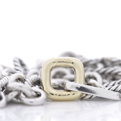 David Yurman Sterling Silver 18K Yellow Gold Figaro Chain Link Necklace 4 of 5