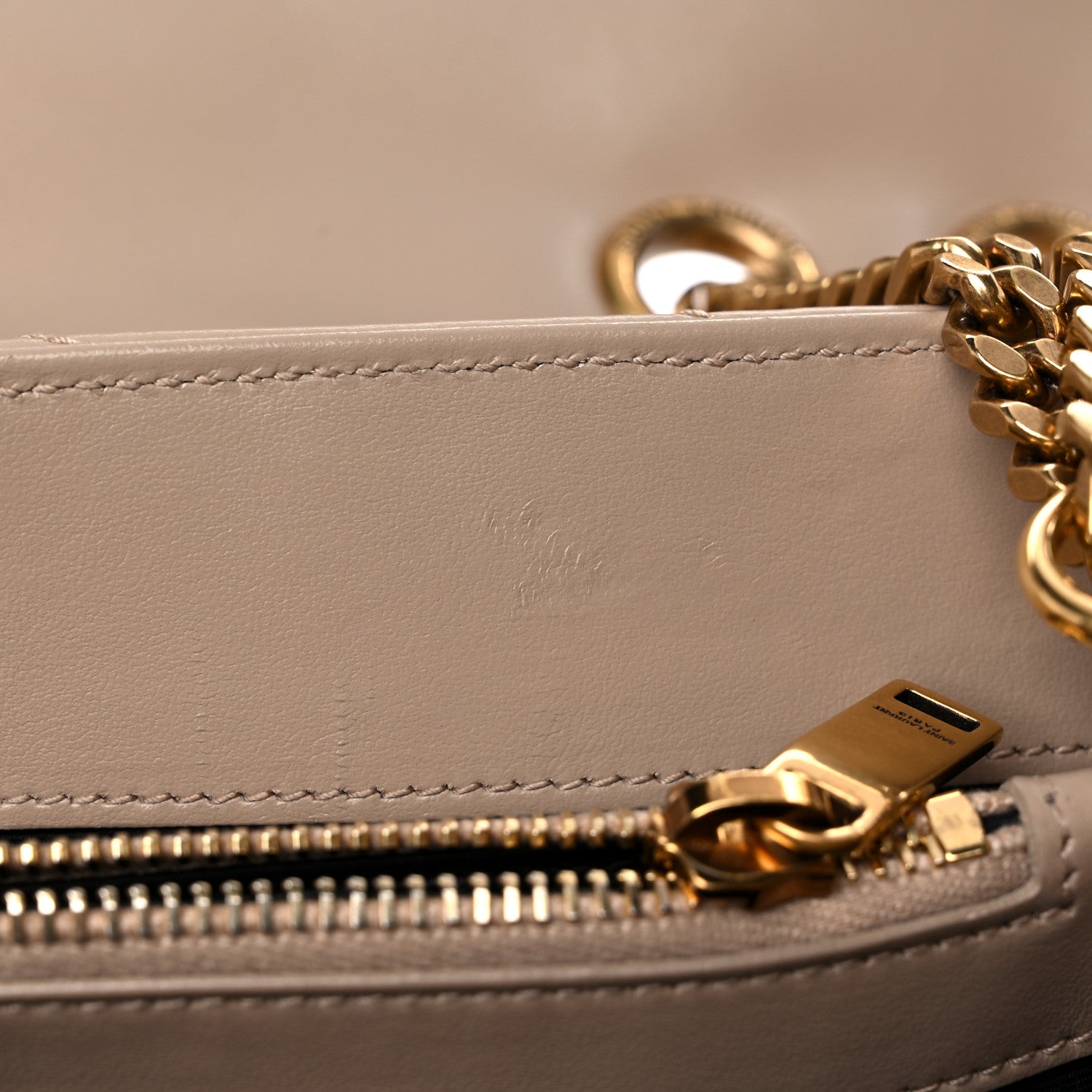 Saint Laurent Calfskin Y Quilted Monogram Medium Loulou Chain Satchel Light Natural 15 of 21