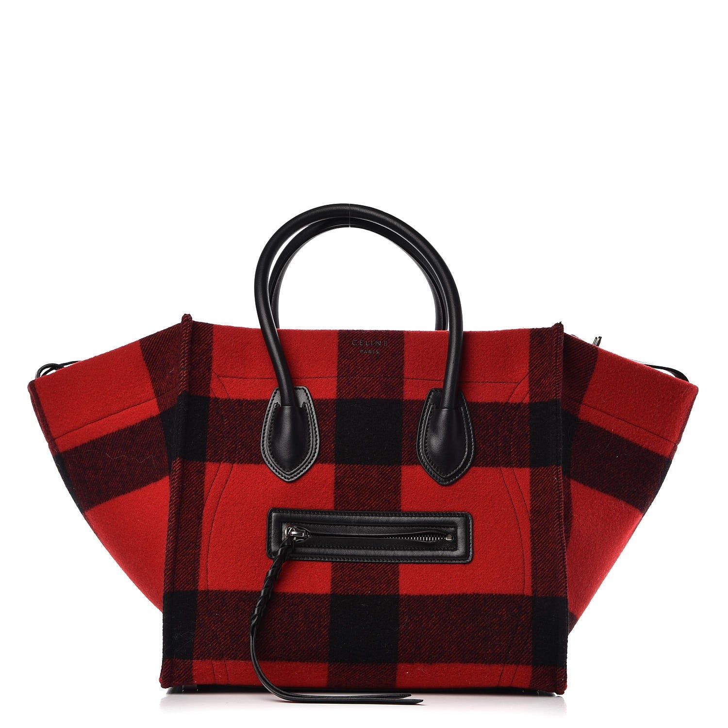 Celine Wool Tartan Medium Phantom Luggage Red 1 of 8
