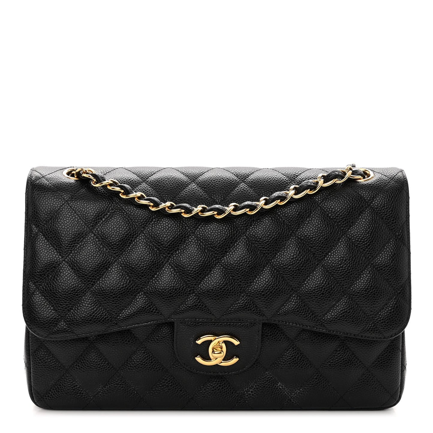 Caviar Quilted Jumbo Double Flap Black