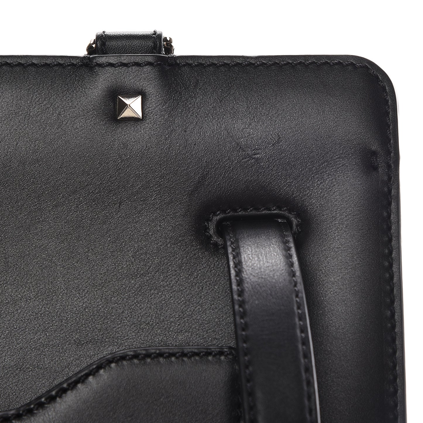 Calfskin Studded Medium Joylock Satchel Black