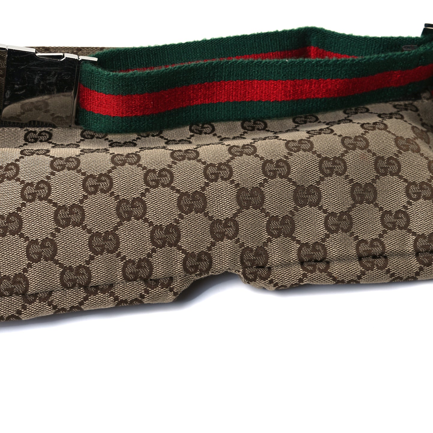 GG Monogram Web Double Pocket Belt Bag Dark Brown