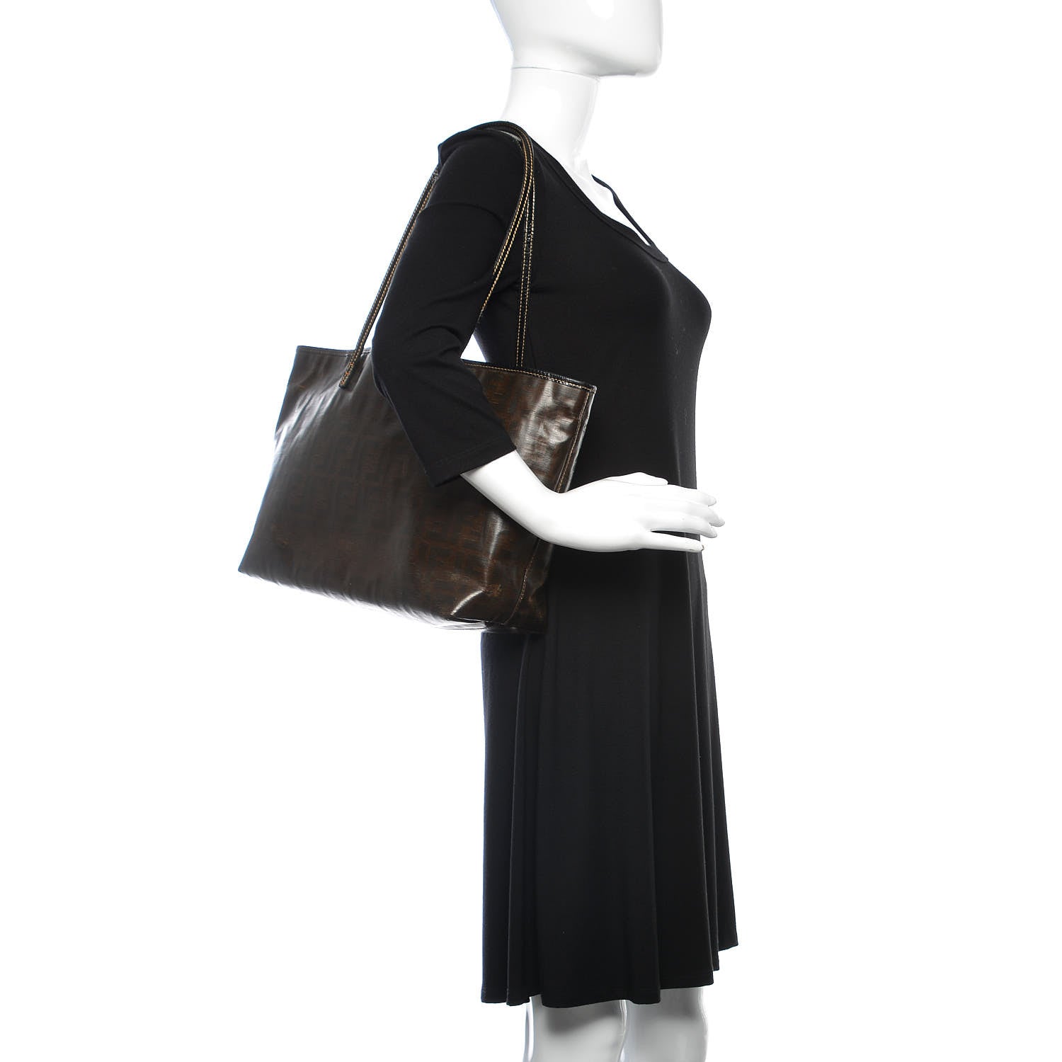 Fendi Zucca Spalmati Matrioska Small Roll Tote Tobacco Black 2 of 22