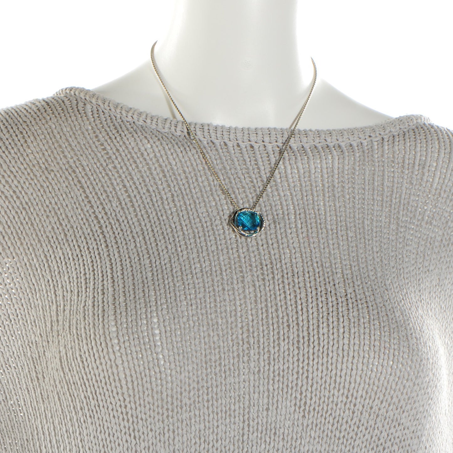Sterling Silver Blue Topaz 14mm Infinity Pendant Necklace