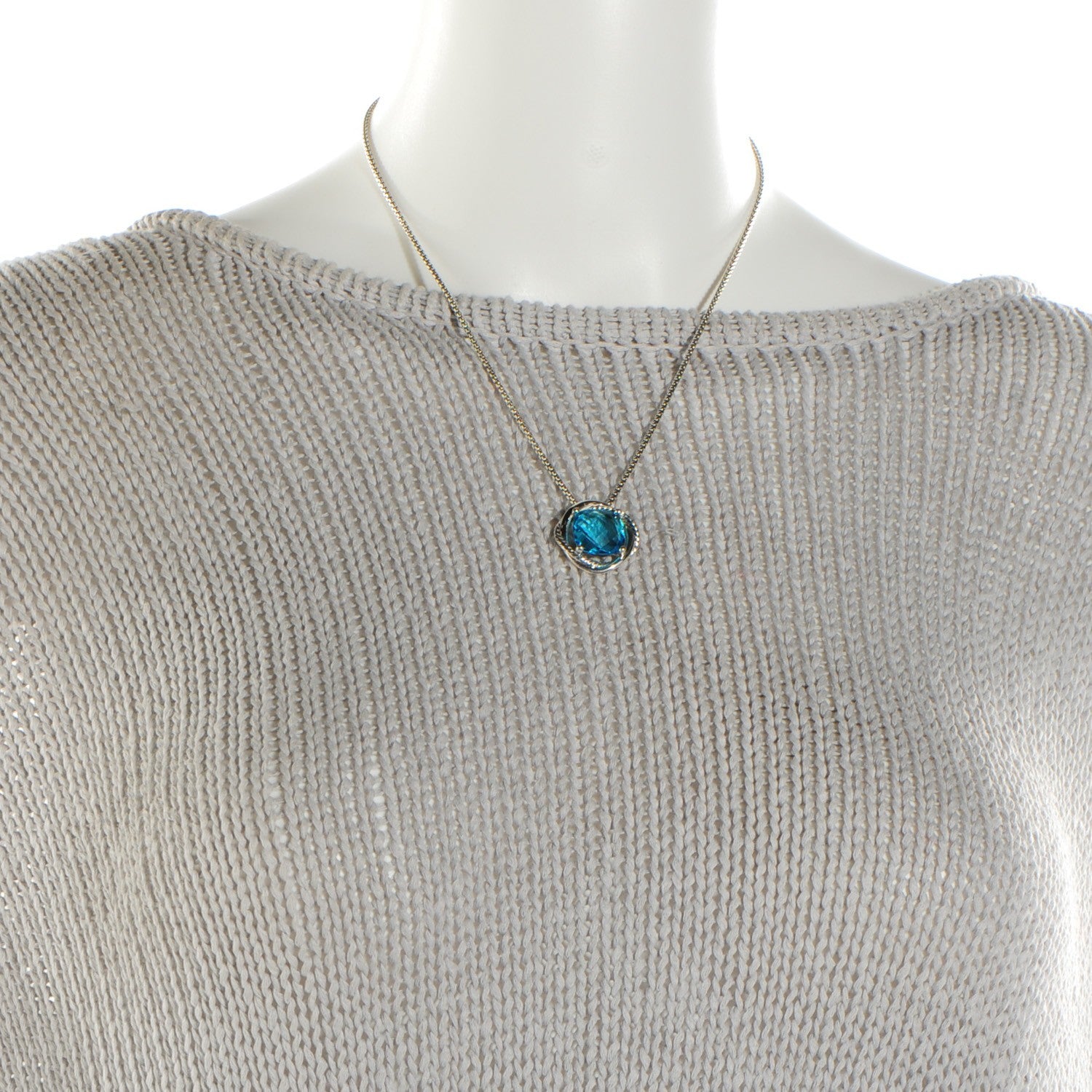 David Yurman Sterling Silver Blue Topaz 14mm Infinity Pendant Necklace 2 of 7