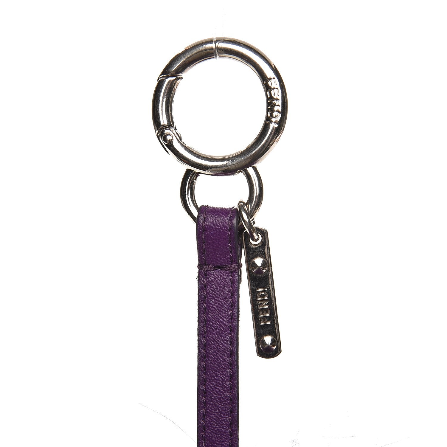 Fendi Fox Fur Shiny Nappa Bi-Color M ABCharm Bag Charm Viola Lago Viola Plus 5 of 5
