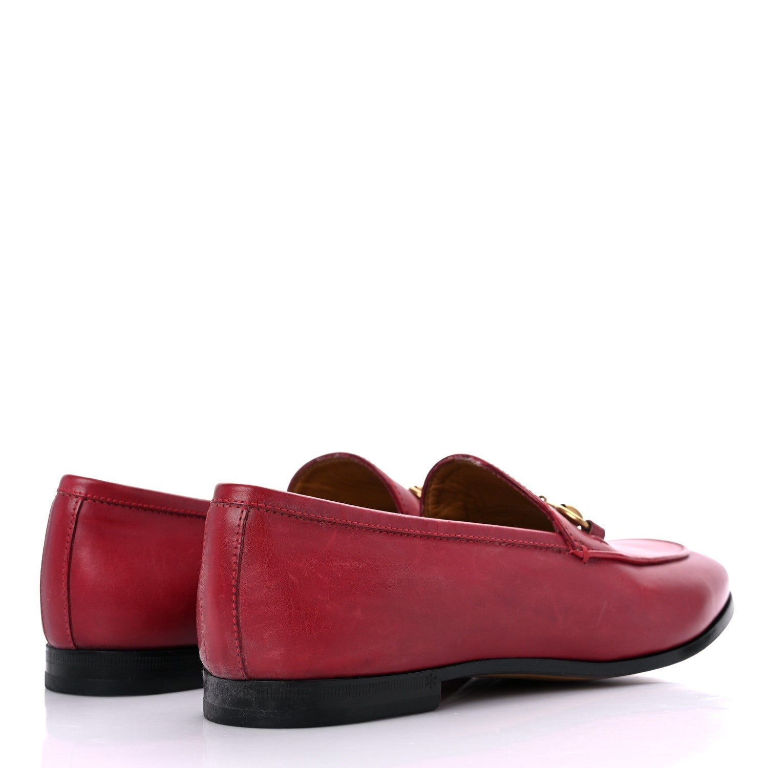 Gucci Lambskin Womens Brixton Horsebit Loafers 37 Hibiscus Red 4 of 17