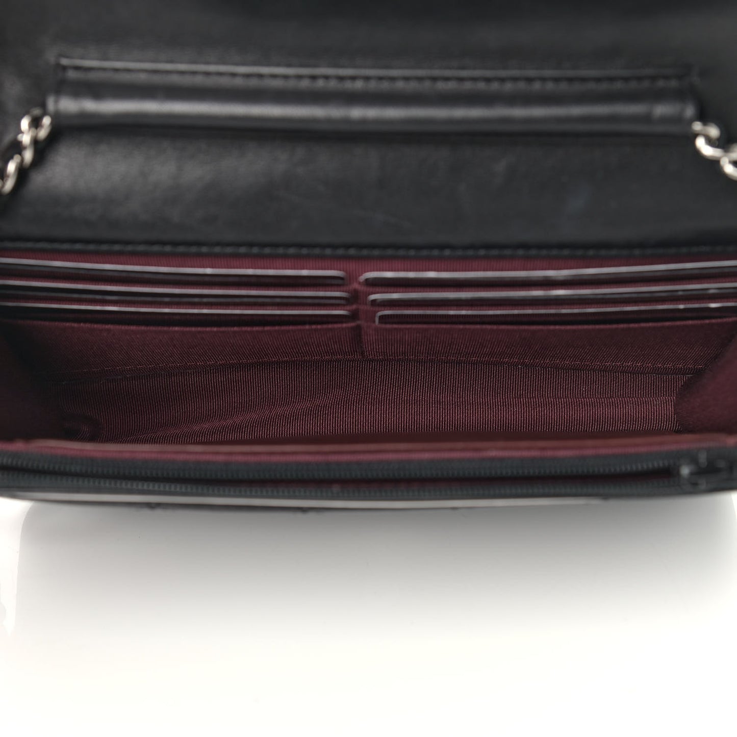Lambskin Quilted Wallet On Chain WOC Black