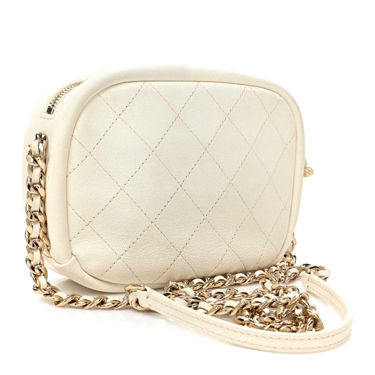 Chanel Goatskin Quilted Small Casual Trip Camera Case White 3 of 13