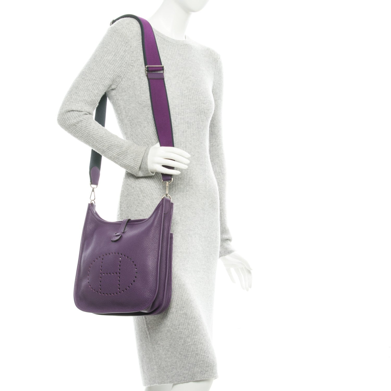 Hermes Taurillon Clemence Amazone Evelyne III PM Ultraviolet 2 of 7