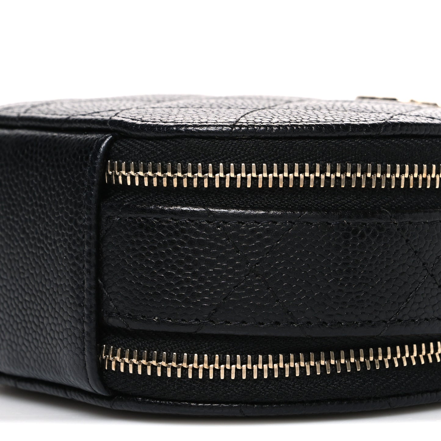 Caviar Quilted Round Handle With Care Vanity With Chain Black
