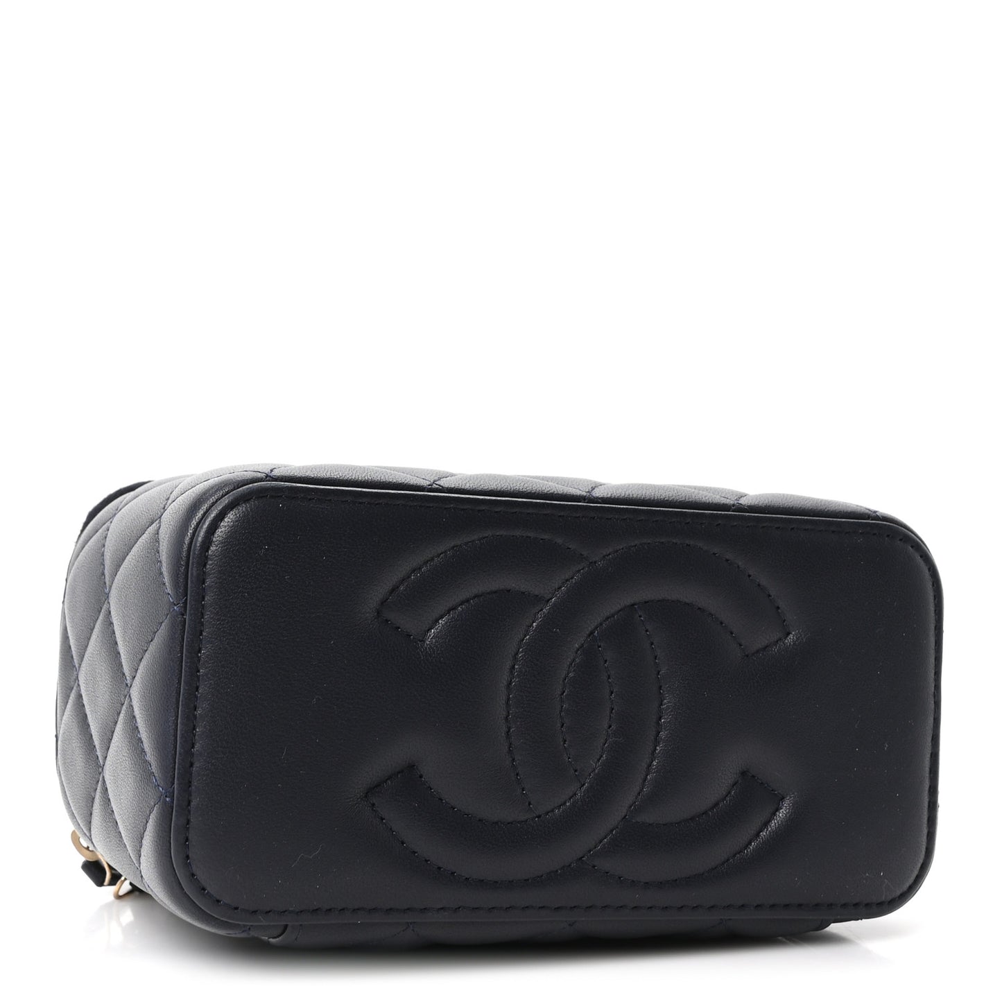 Lambskin Quilted Pick Me Up Vanity Case Navy