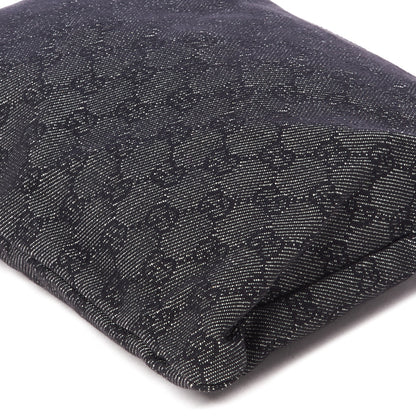 Gucci Denim Monogram Zip Top Pouch Black 4 of 7