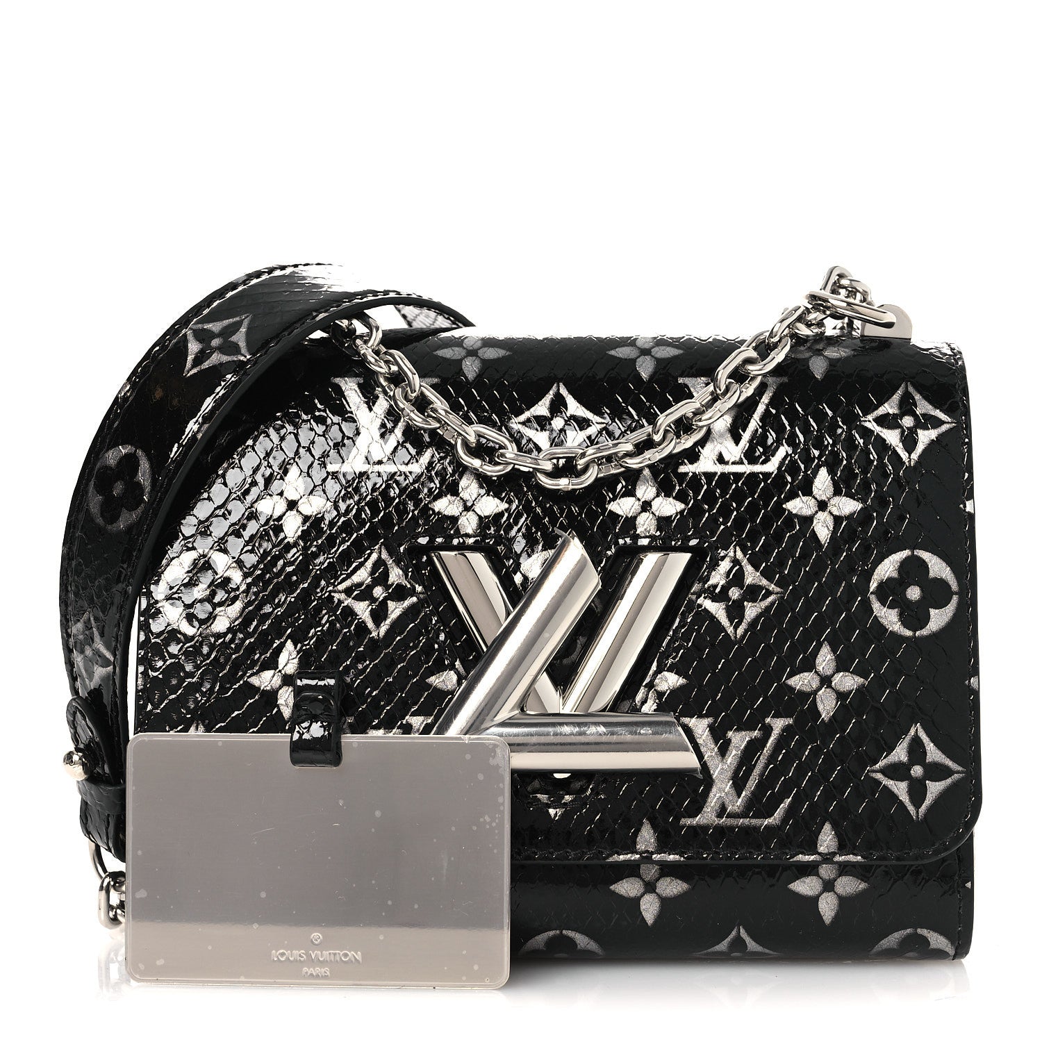 Louis Vuitton Snakeskin Monogram Twist Shoulder Bag PM Black 3 of 12