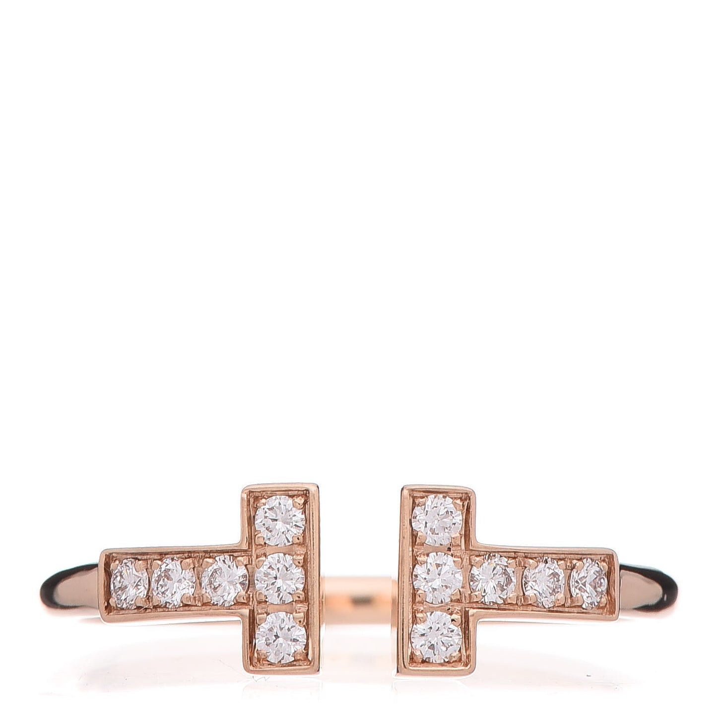 18K Rose Gold Diamond T Wire Ring 49 5