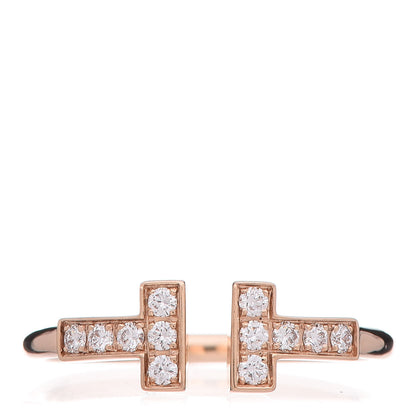 Tiffany 18K Rose Gold Diamond T Wire Ring 49 5 1 of 6