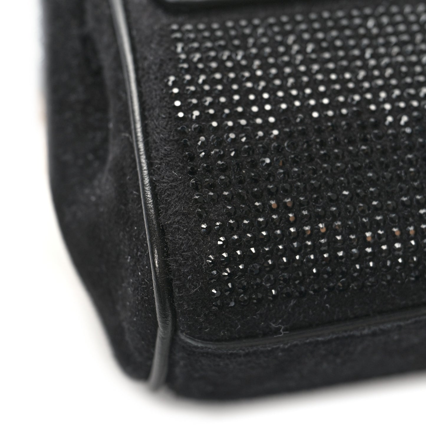 Suede Crystal Studded Micro La Medusa Bag Black