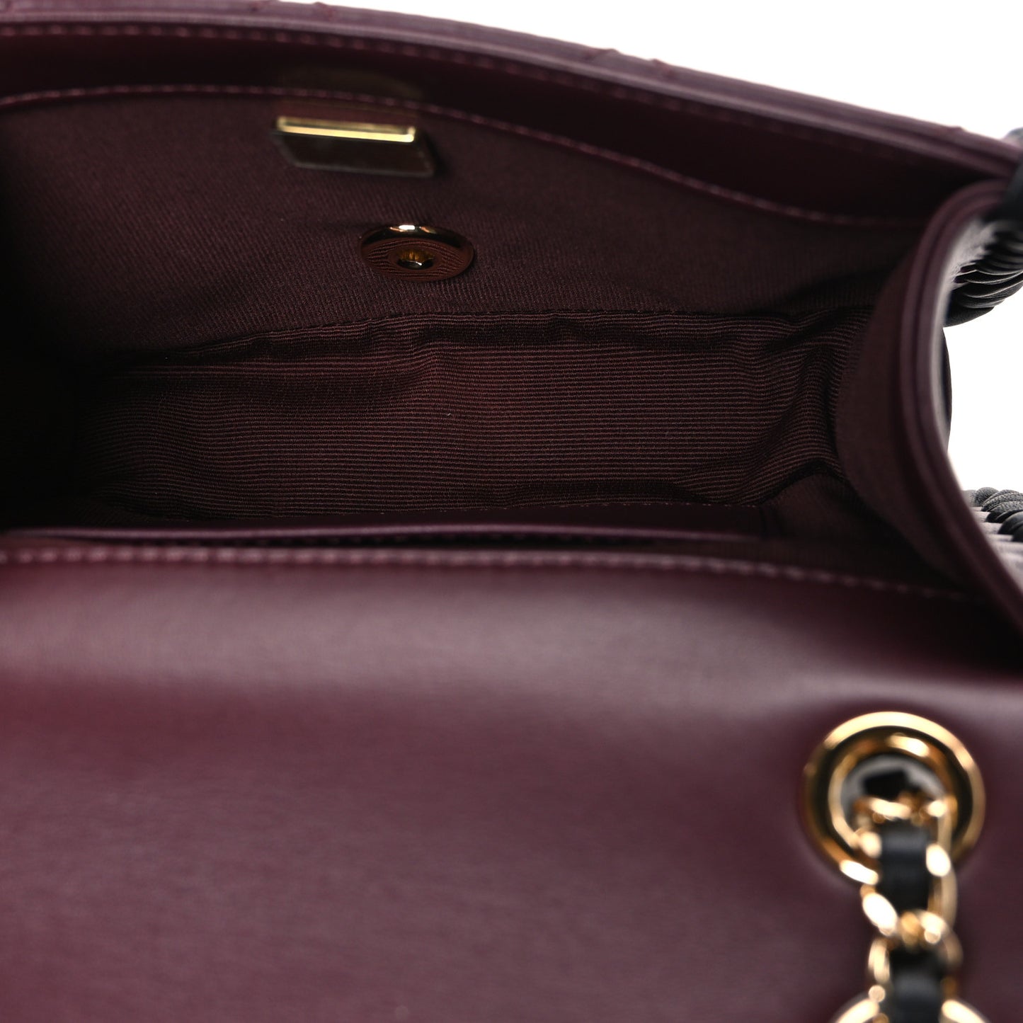 Lambskin Calfskin Braided Mini My Own Frame Flap Dark Burgundy Black