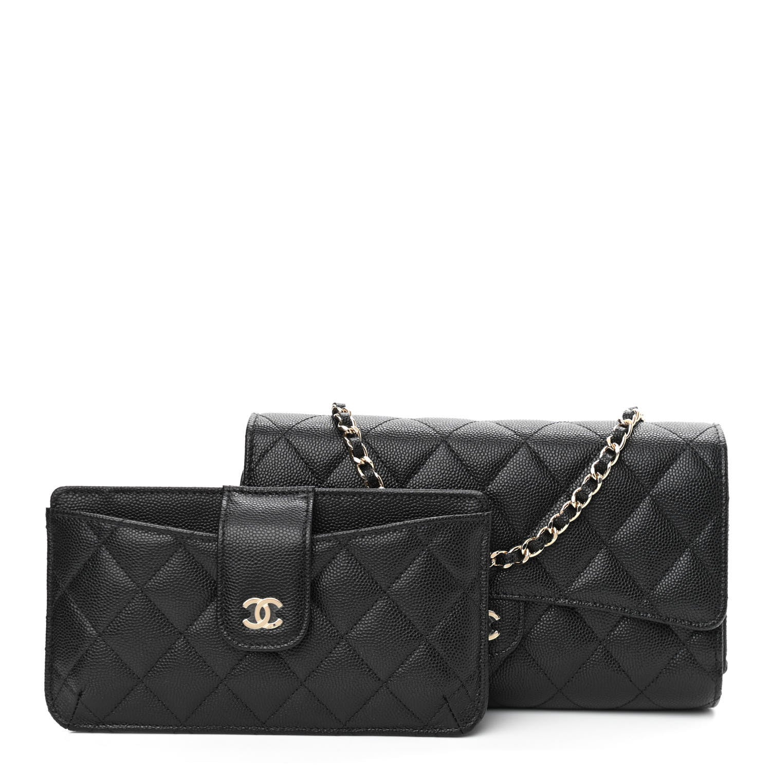 Chanel Caviar Quilted Phone Holder Wallet on Removable Chain Black 2 of 13