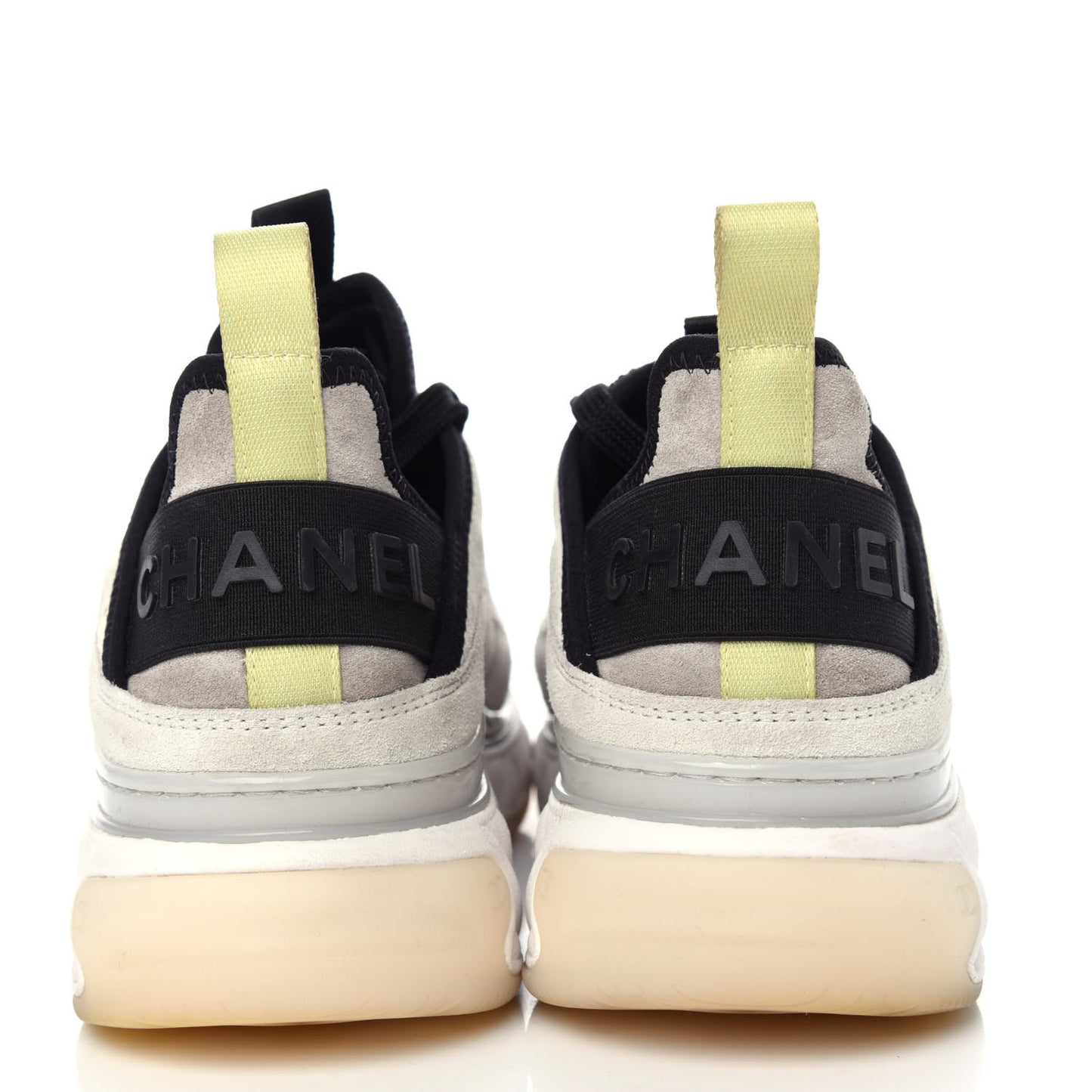 Fabric Calfskin Suede CC Sneakers 36 White Gray Yellow